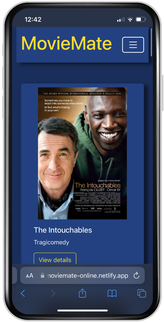 MovieMate App Screenshot on mobile device